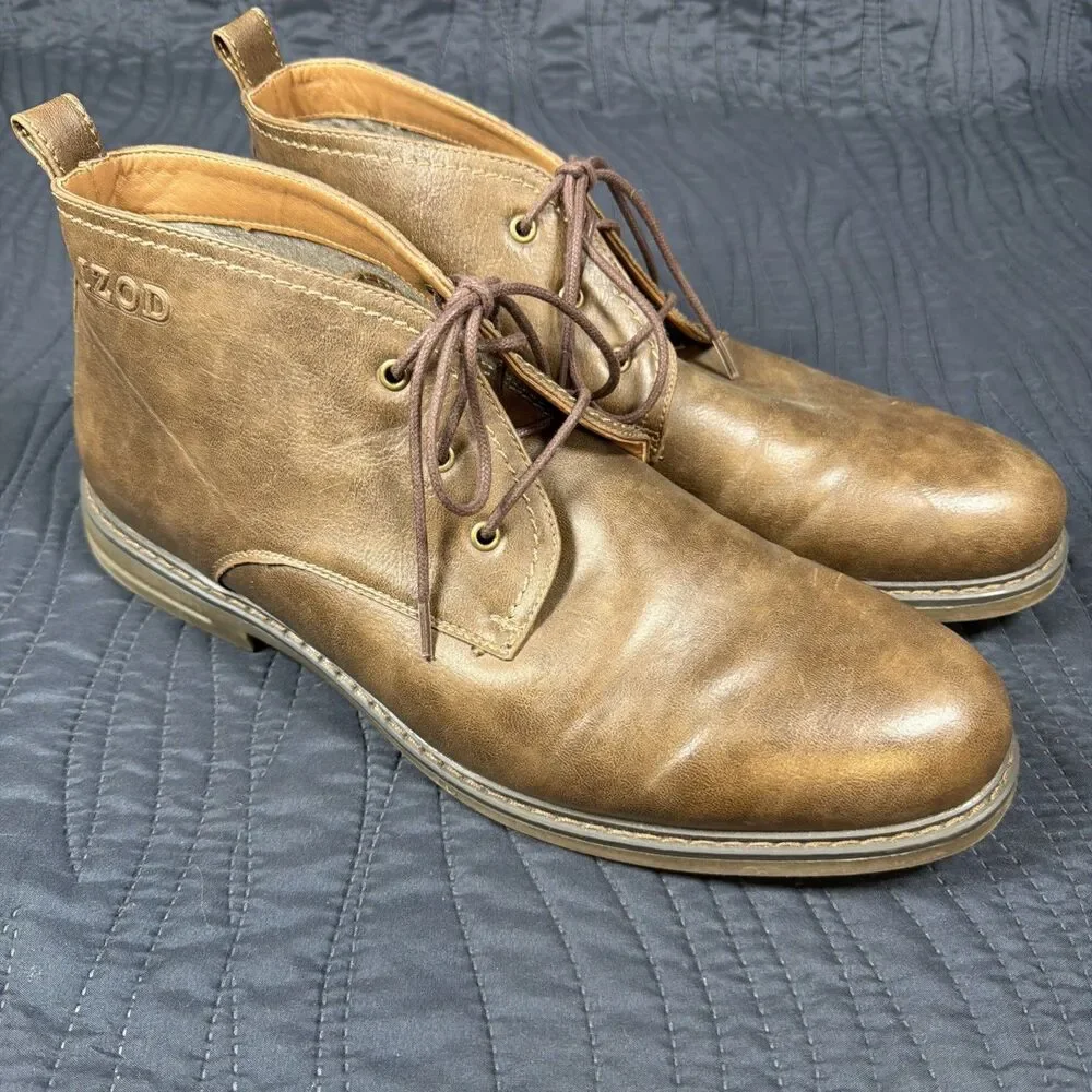 IZOD Cally Men’s Size 13M Brown Chukka Ankle Boots Lace-Up Man Made